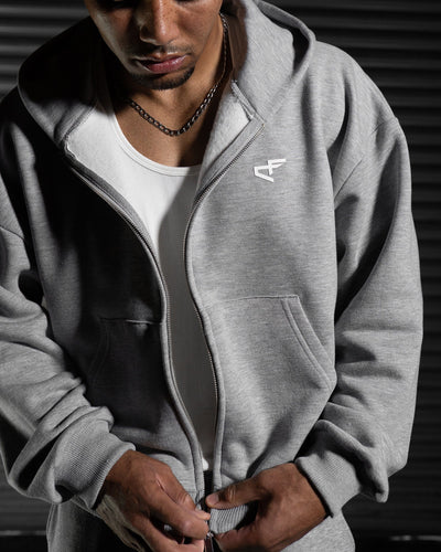 Daily Logo Zip Hoodie - Ash Storm