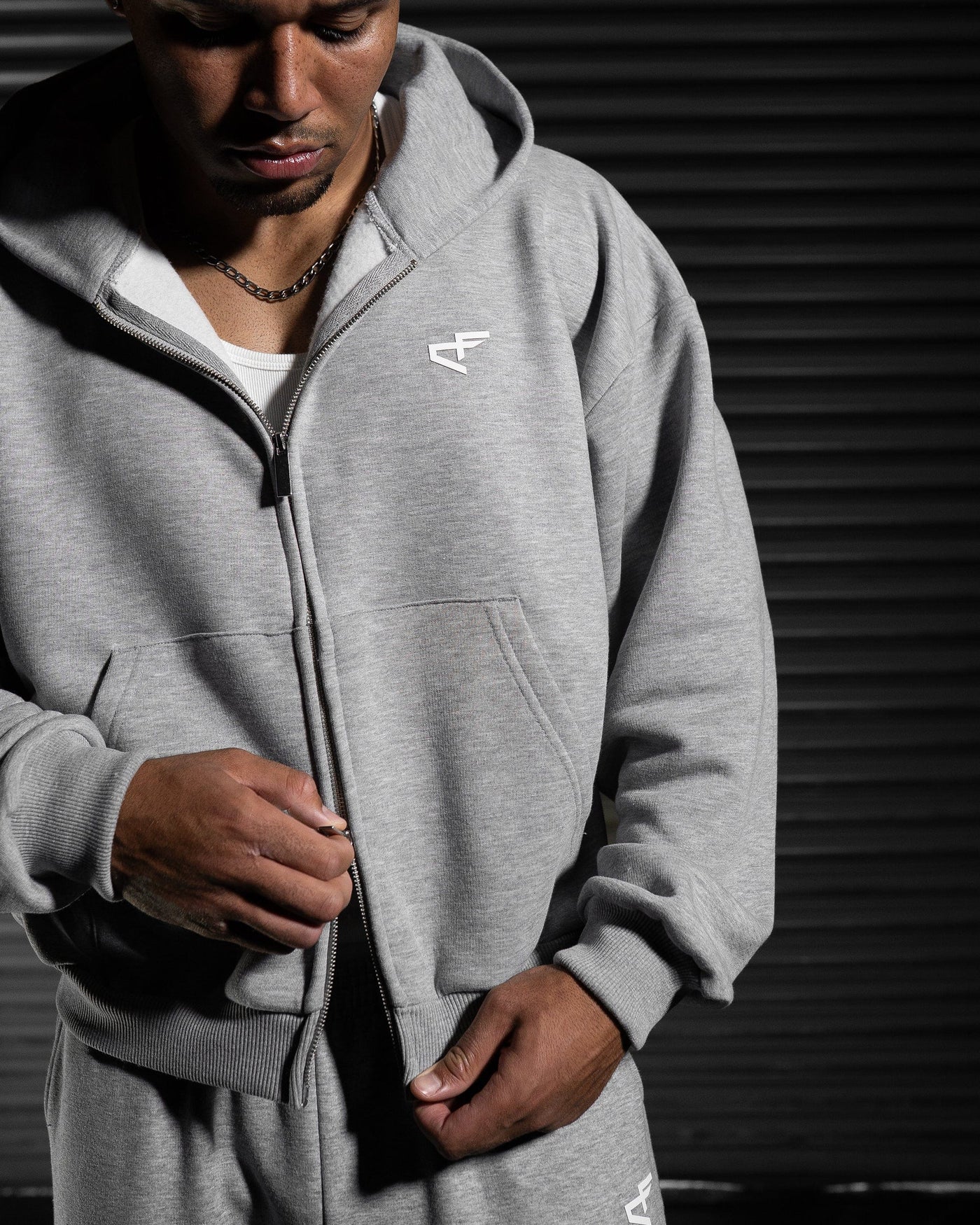 Daily Logo Zip Hoodie - Ash Storm