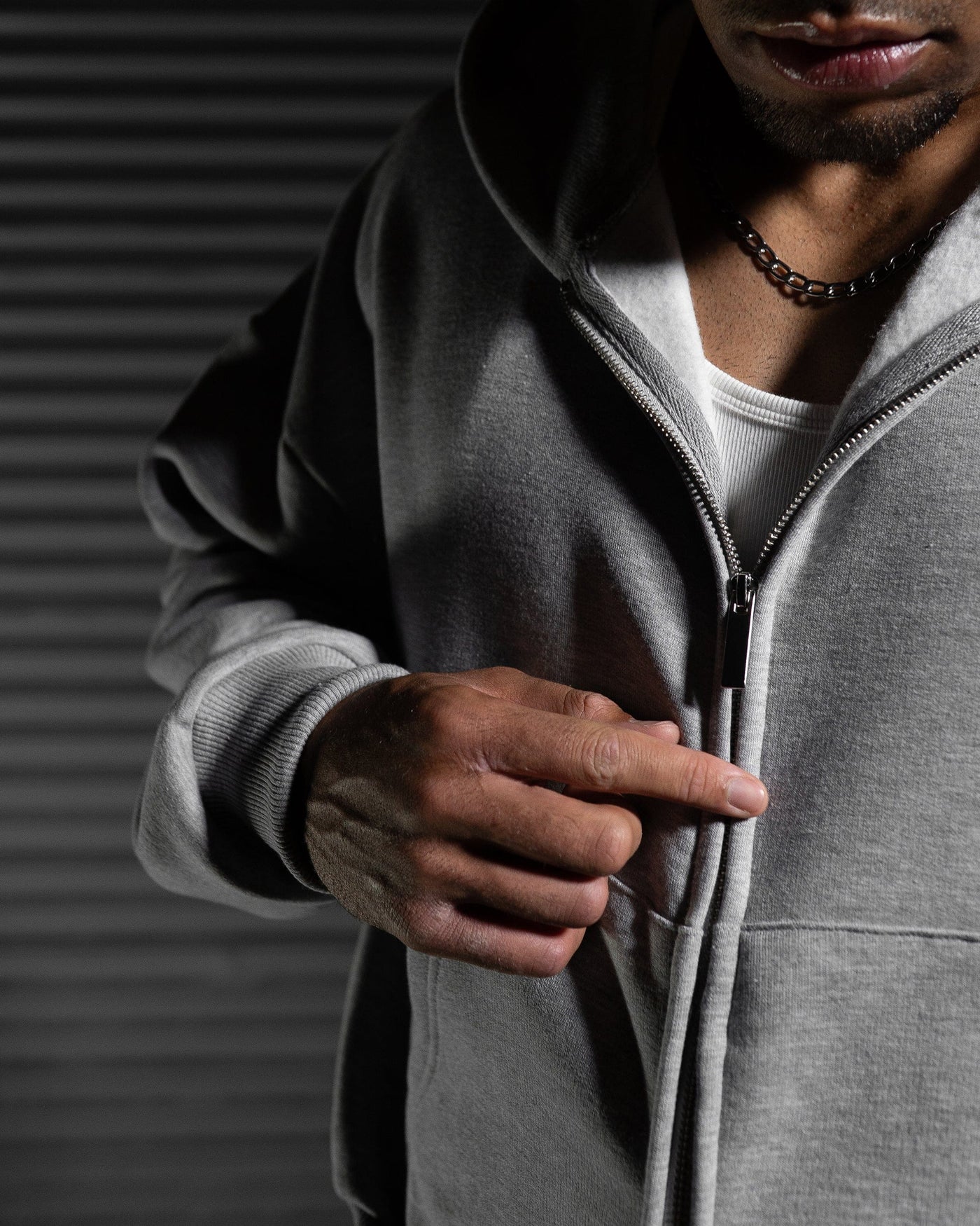 Daily Logo Zip Hoodie - Ash Storm