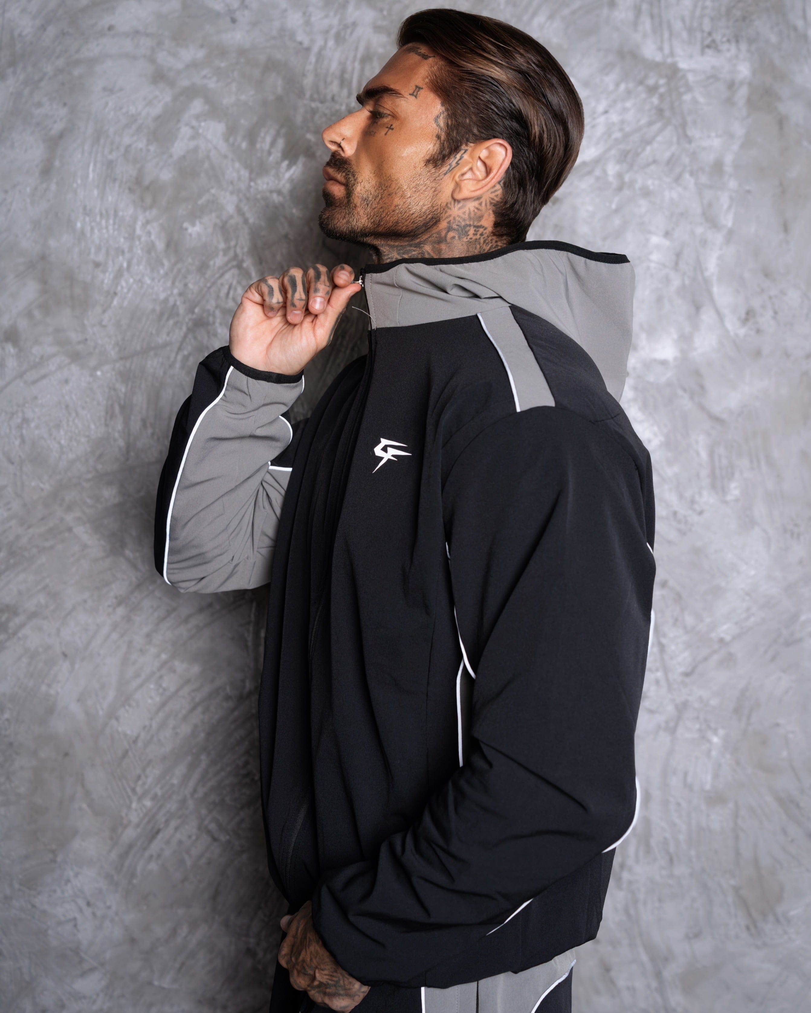 Performance Zip Hoodie - Black & Grey-thumbmail-4