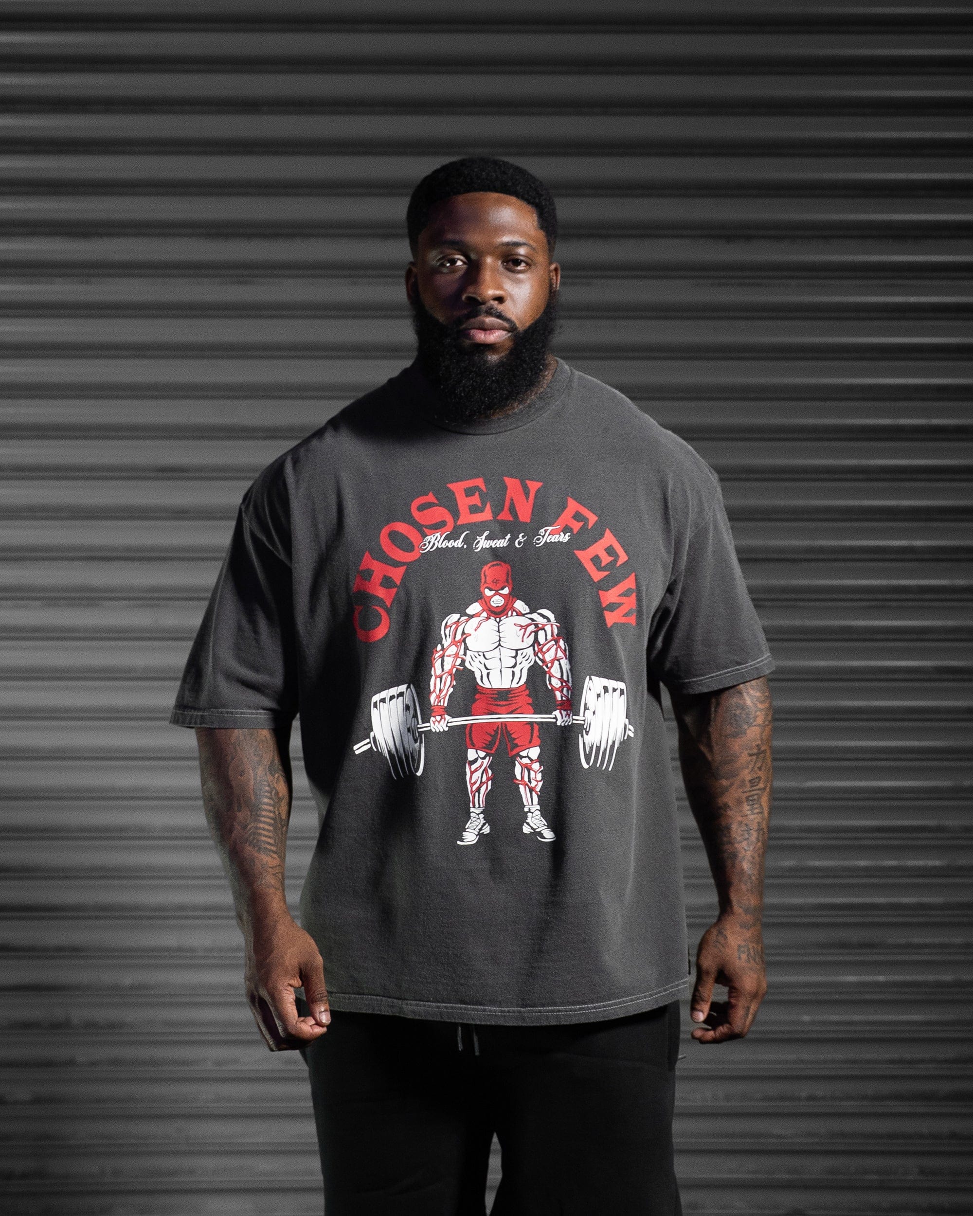 BST Deadlift Vintage Tee Black & Red-thumbmail-2