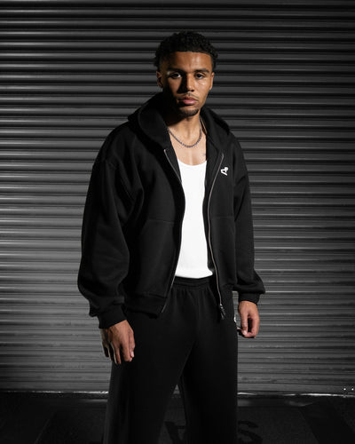 Daily Logo Zip Hoodie - Obsidian Black