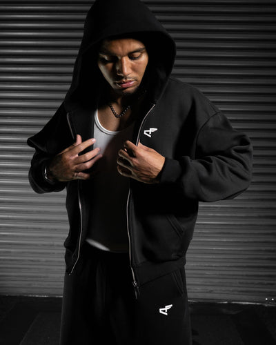Daily Logo Zip Hoodie - Obsidian Black