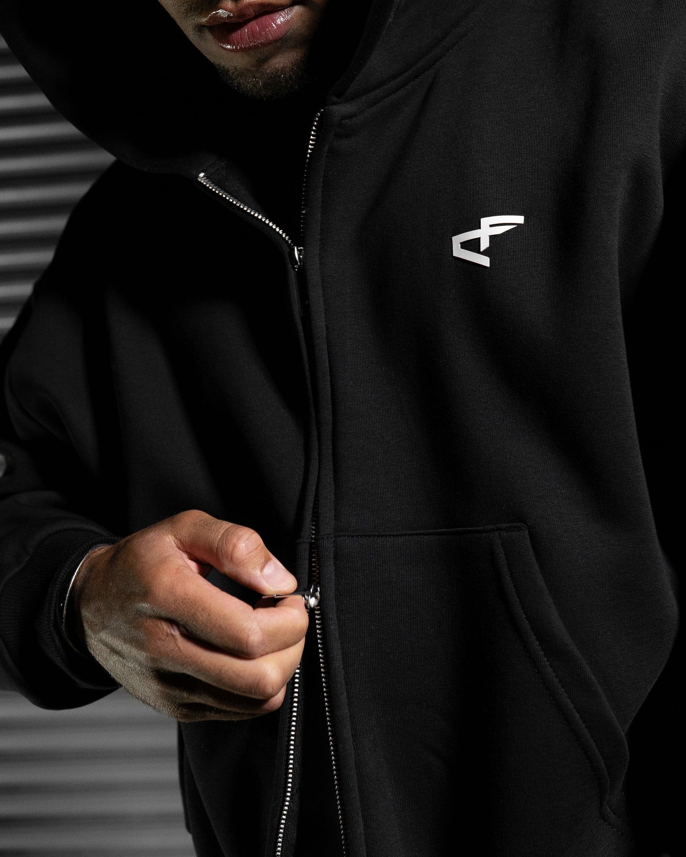 Daily Logo Zip Hoodie - Obsidian Black