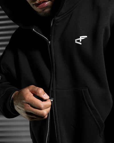 Daily Logo Zip Hoodie - Obsidian Black