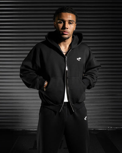 Daily Logo Zip Hoodie - Obsidian Black