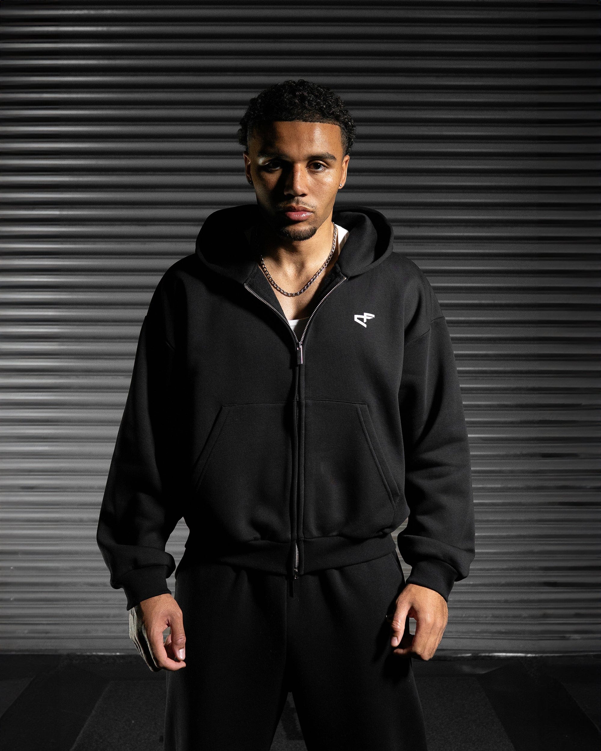 Daily Logo Zip Hoodie - Obsidian Black