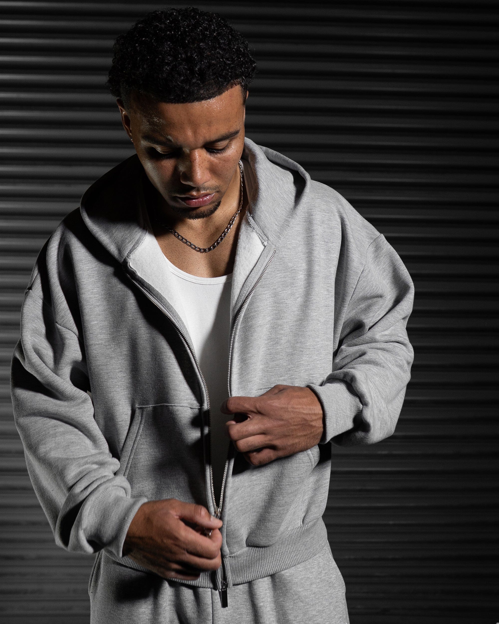Blank Zip Hoodie - Ash Storm