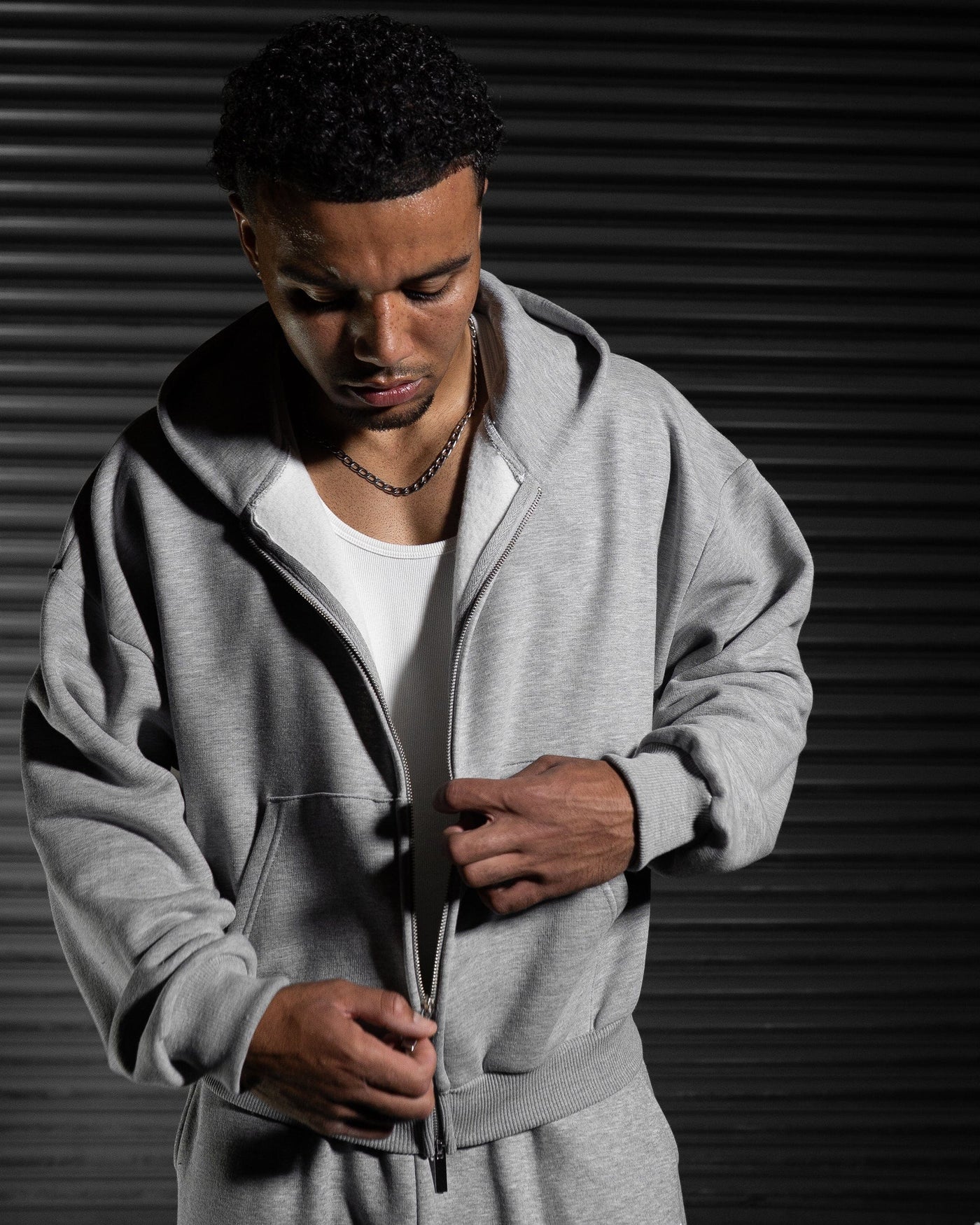 Daily Blank Zip Hoodie - Ash Storm