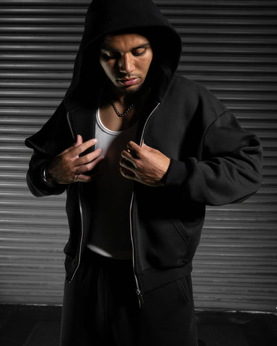 Daily Blank Zip Hoodie - Obsidian Black
