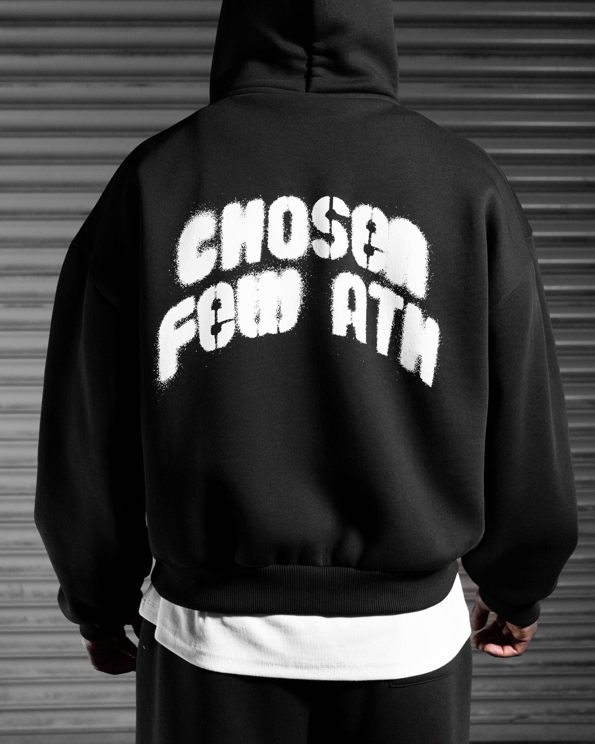 Spray Zip Hoodie - Obsidian Black