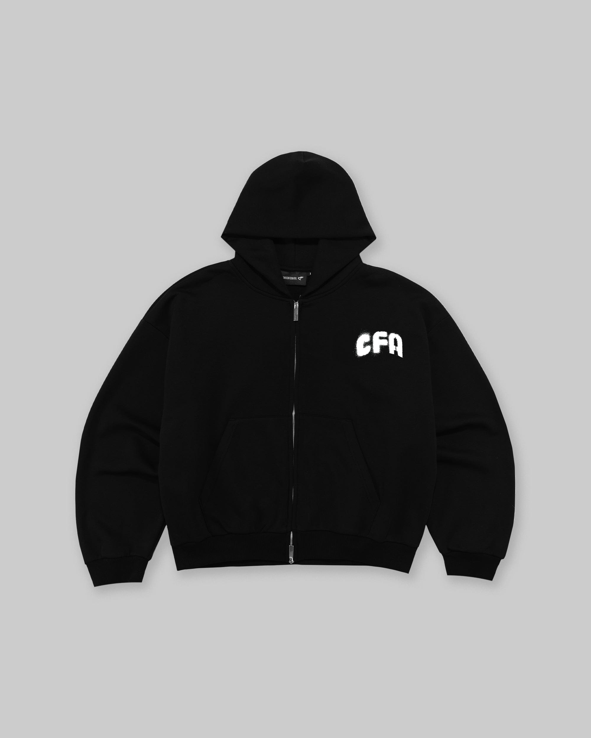 Spray Zip Hoodie - Obsidian Black