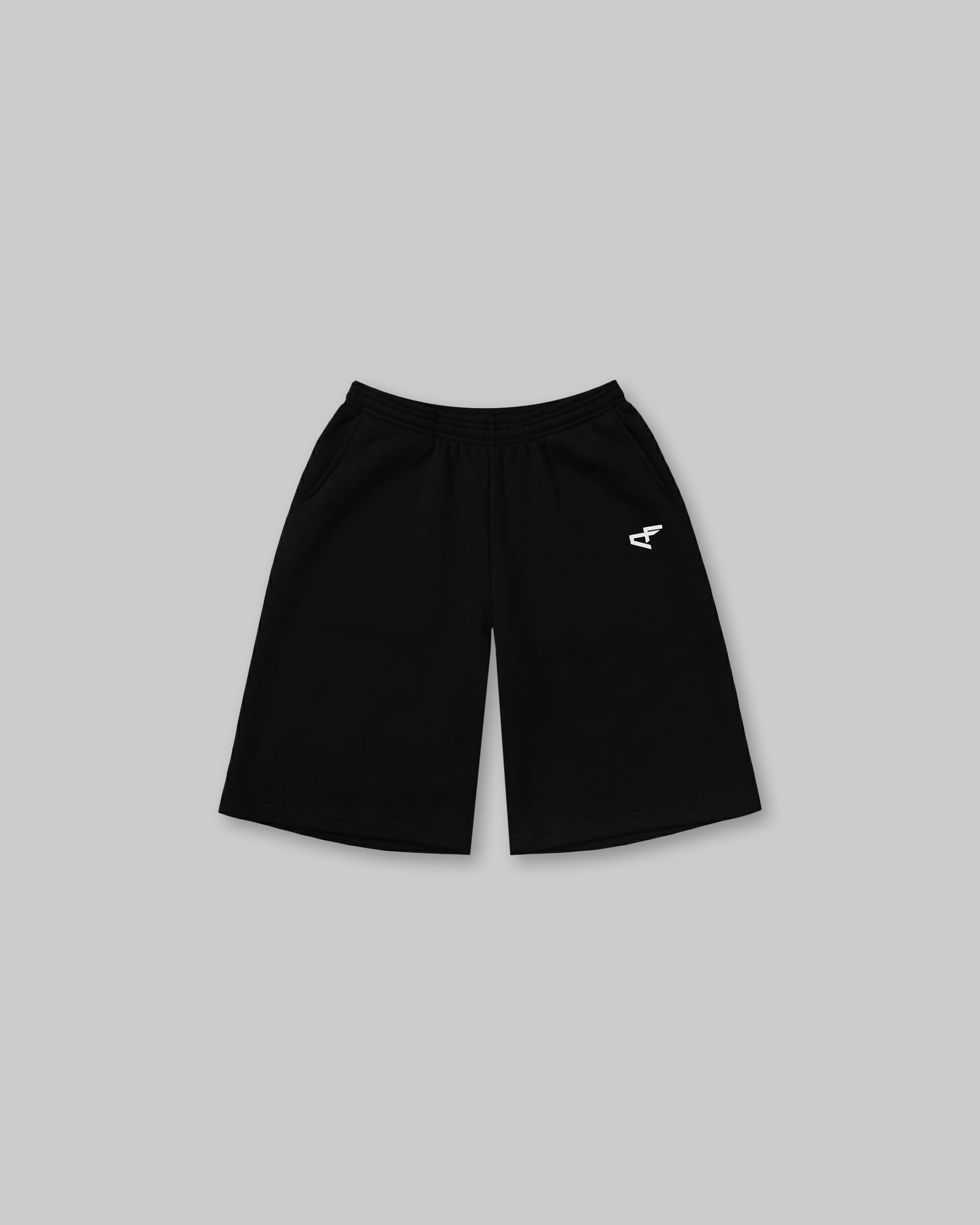 Daily Logo Dropped Knee Shorts - Obsidian Black-thumbmail-1