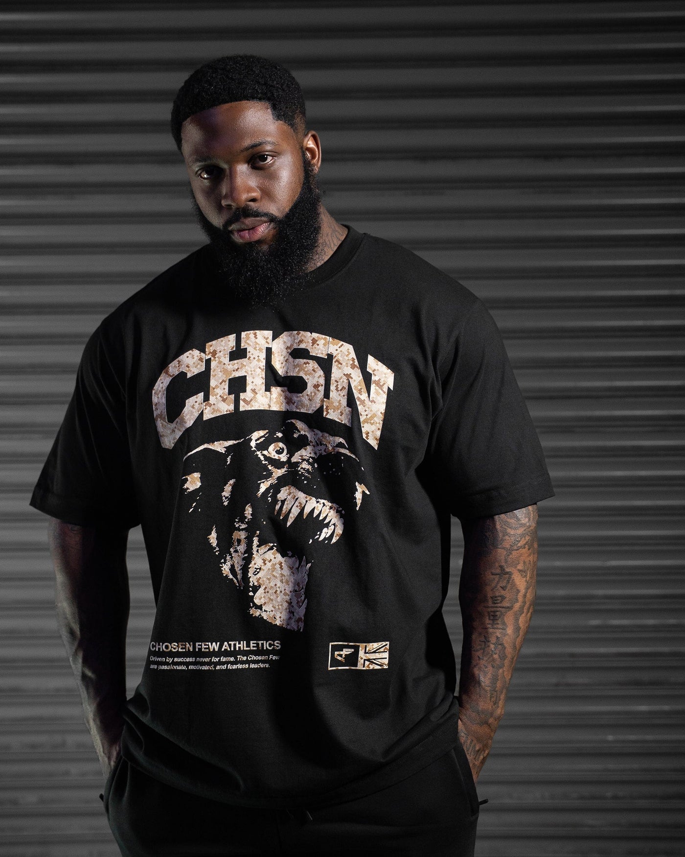 Fearless Heavy Tee - Black & Pixel Tan