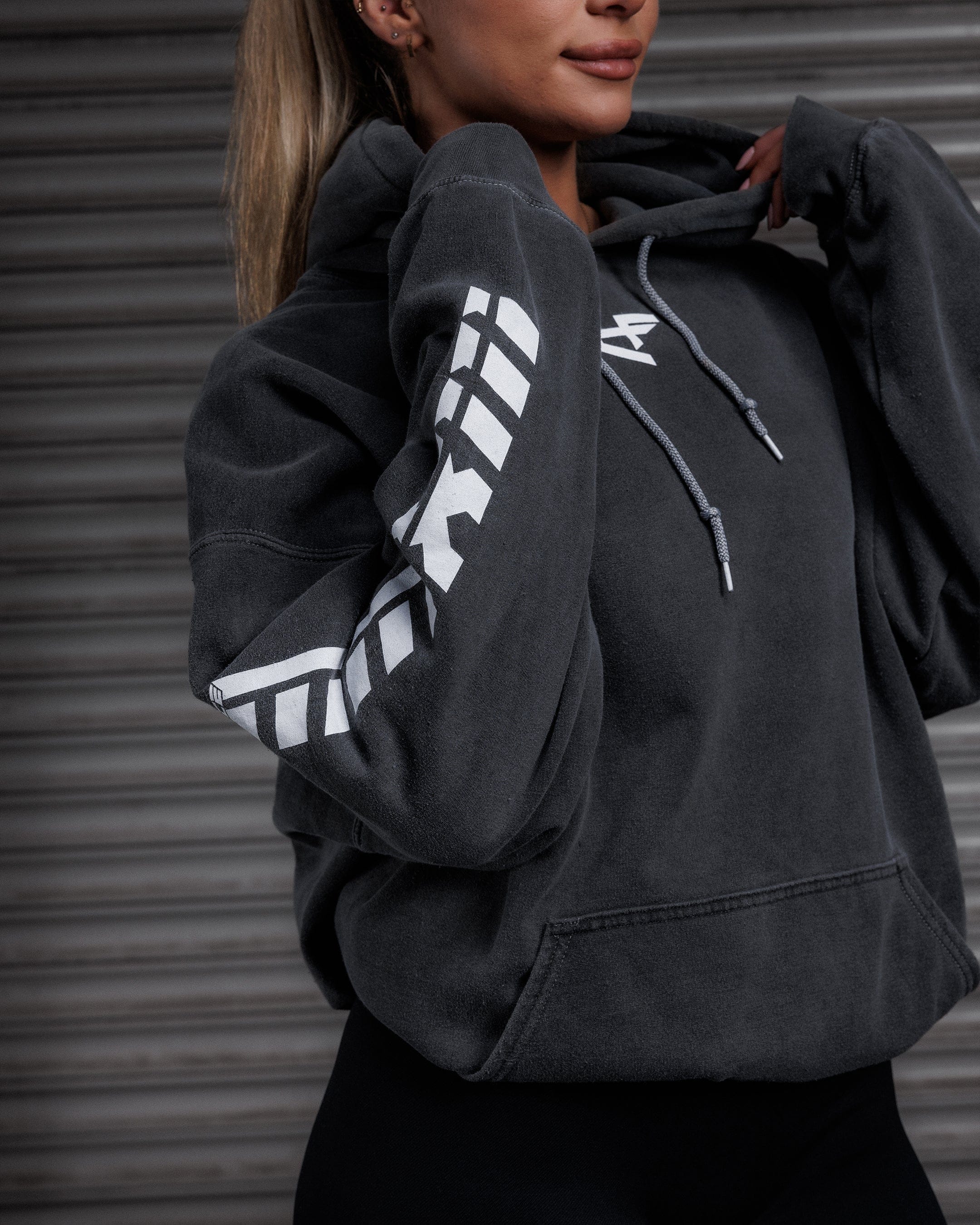 G Gym - Vintage Hoodie - Black & White-thumbmail-3