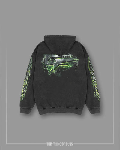 Iron Thunder Hoodie - Vintage Black & Green