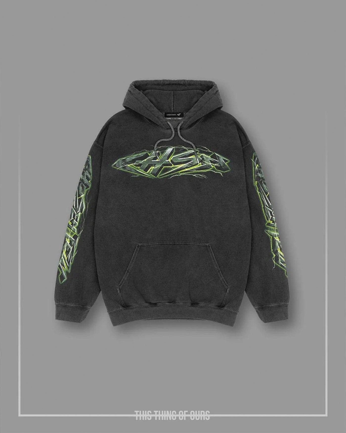 Iron Thunder Hoodie - Vintage Black & Green