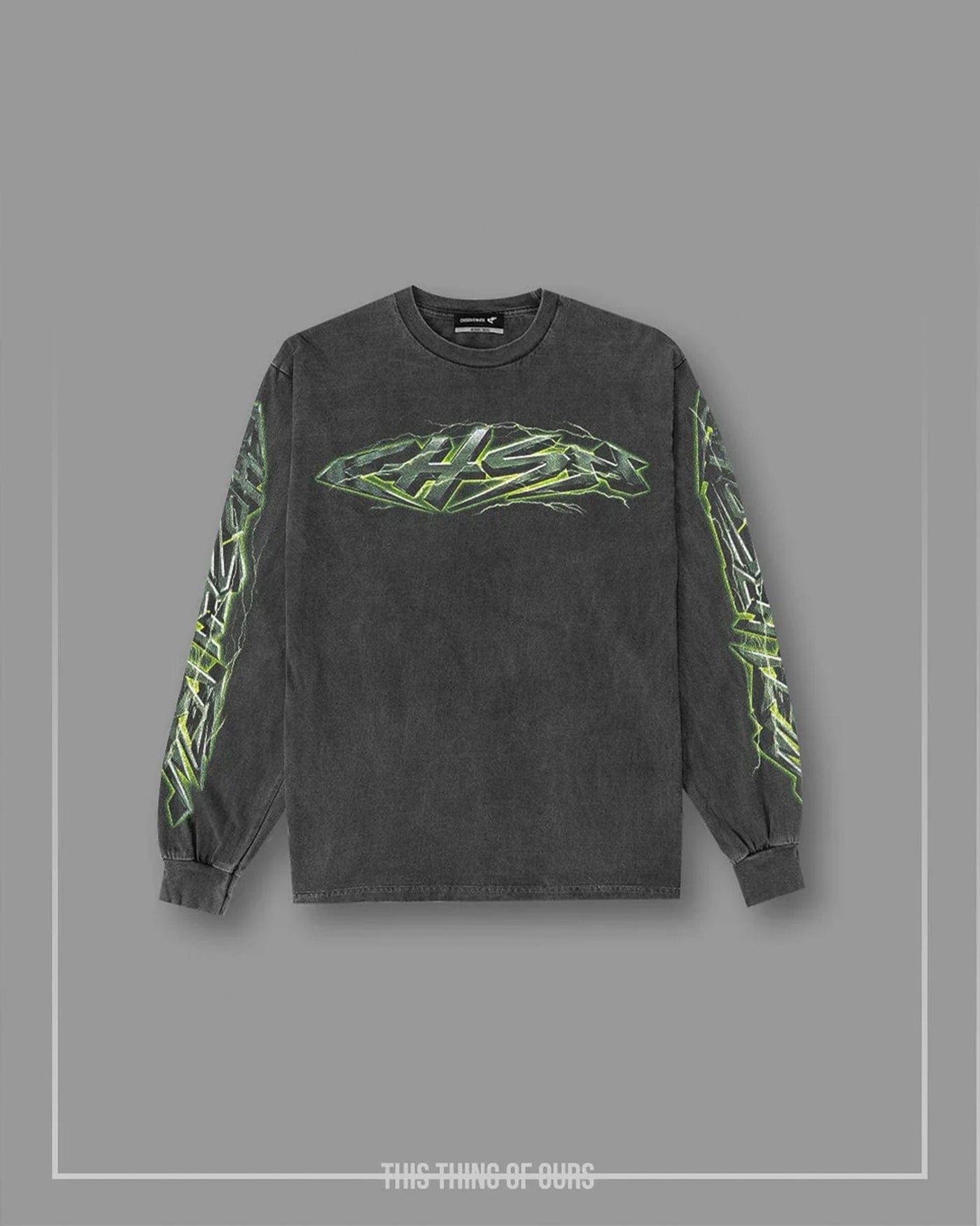 Iron Thunder Long Sleeve Tee - Vintage Black & Green