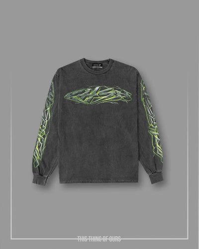 Iron Thunder Long Sleeve Tee - Vintage Black & Green