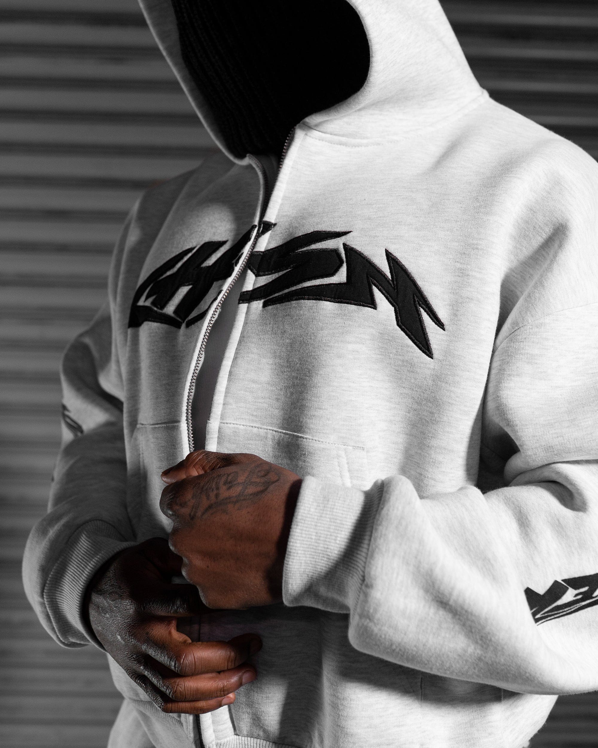 Iron Thunder Zip Hoodie - Salt & Pepper