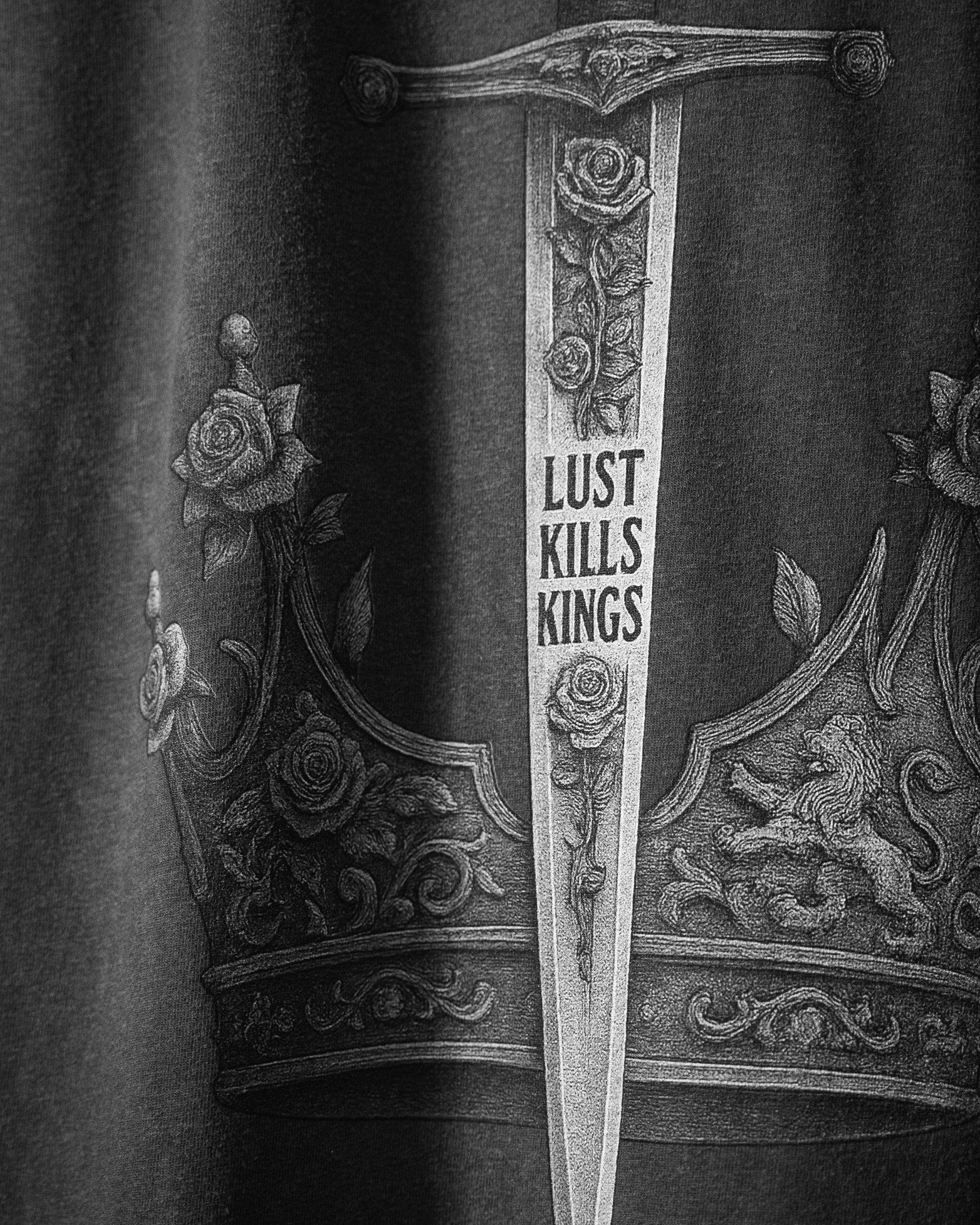 Lust Kills Kings Die by The Sword Vintage Tee - Black-thumbmail-3