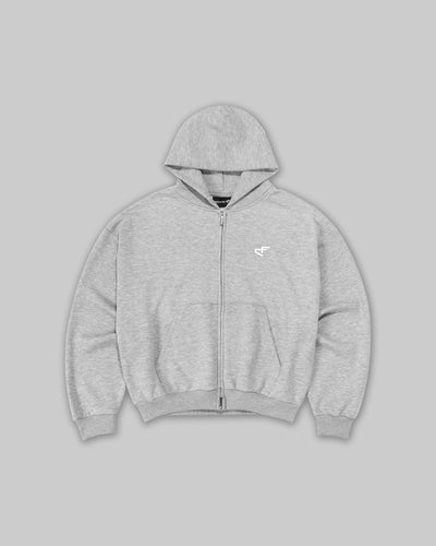 Daily Logo Zip Hoodie - Salt & Pepper