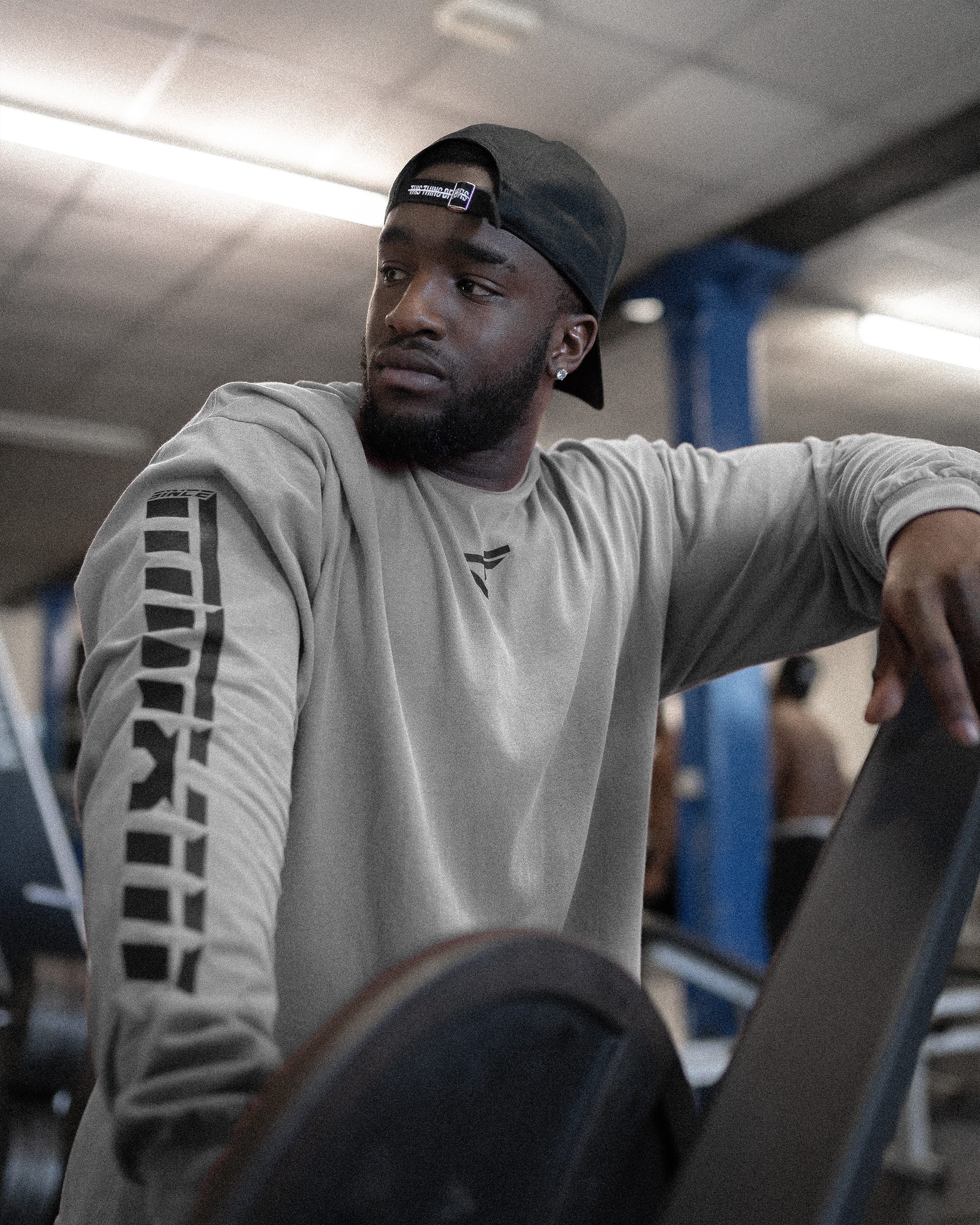 G Gym - Vintage Long Sleeve Tee - Grey & Black-thumbmail-4
