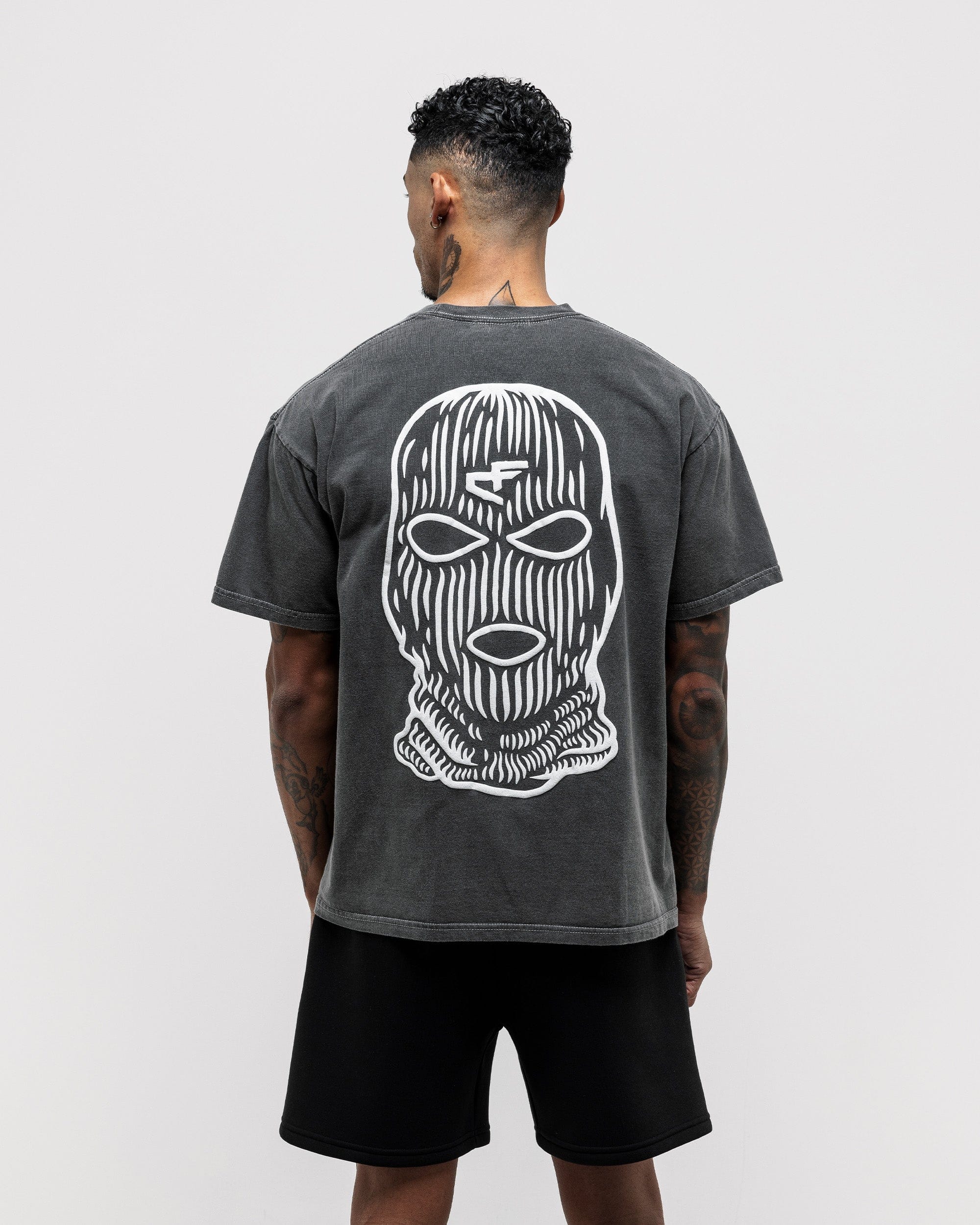 NEVER4FAME BUILT IN SILENCE Vintage Tee - BLACK & WHITE CAMO-thumbmail-3