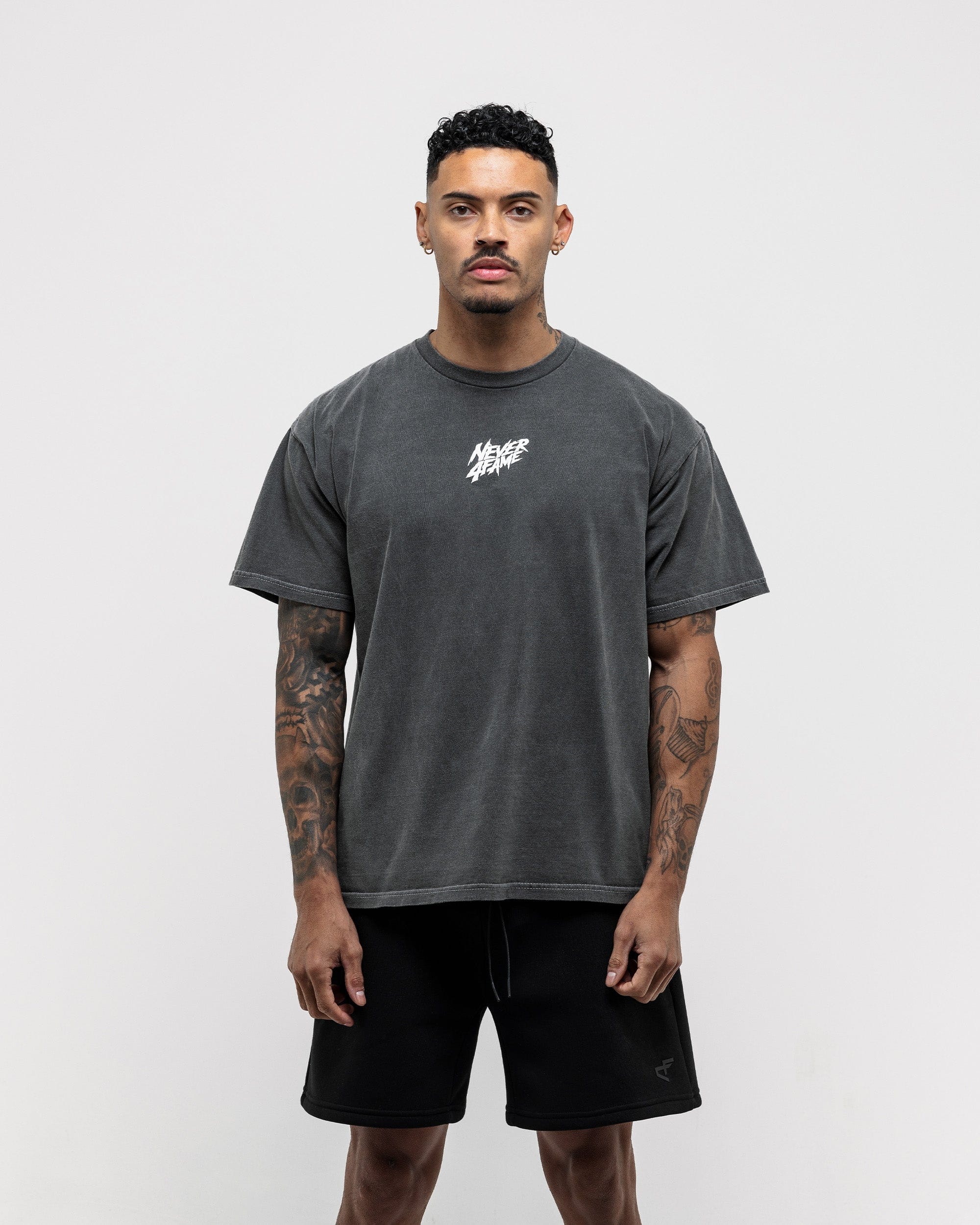 NEVER4FAME BUILT IN SILENCE Vintage Tee - BLACK & WHITE CAMO-thumbmail-5