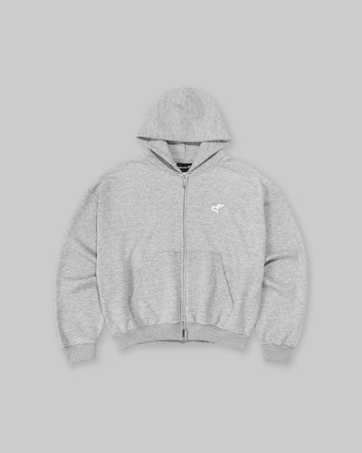 Daily Logo Zip Hoodie - Salt & Pepper
