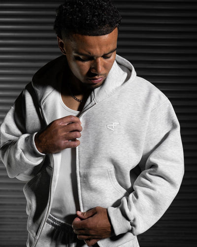 Daily Logo Zip Hoodie - Salt & Pepper