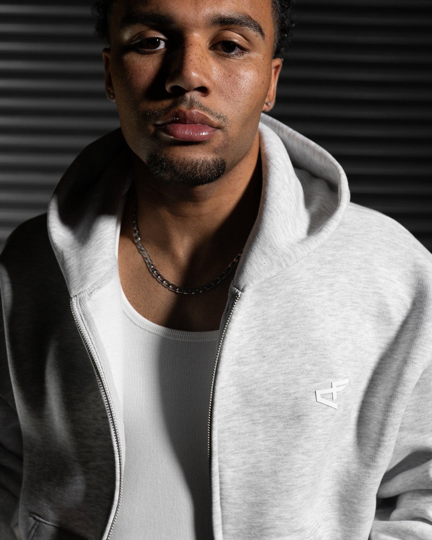 Daily Logo Zip Hoodie - Salt & Pepper
