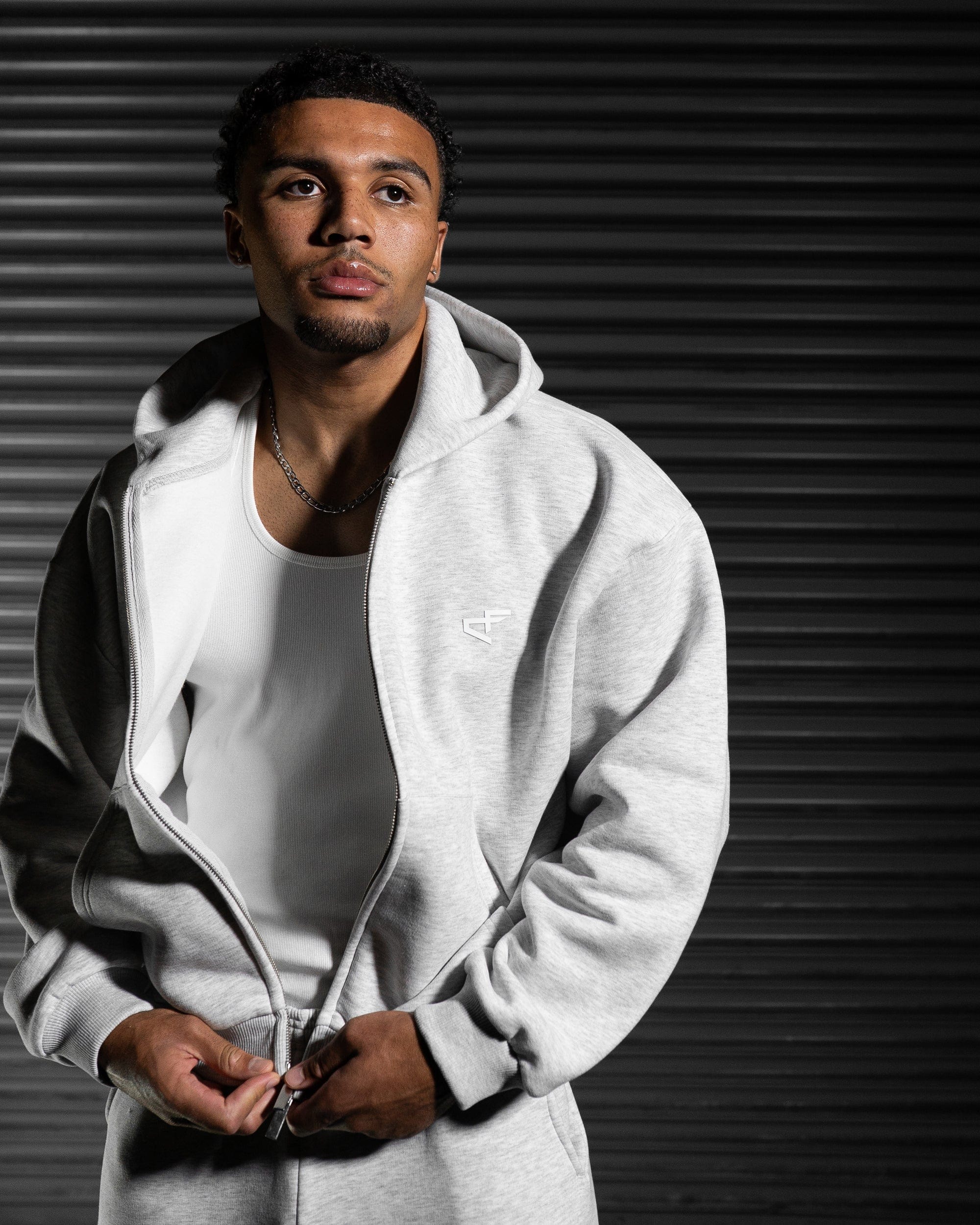 Daily Logo Zip Hoodie - Salt & Pepper