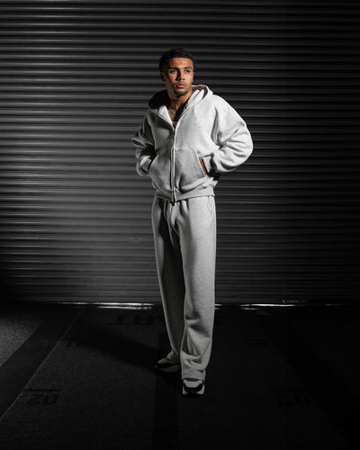 Daily Logo Zip Hoodie - Salt & Pepper