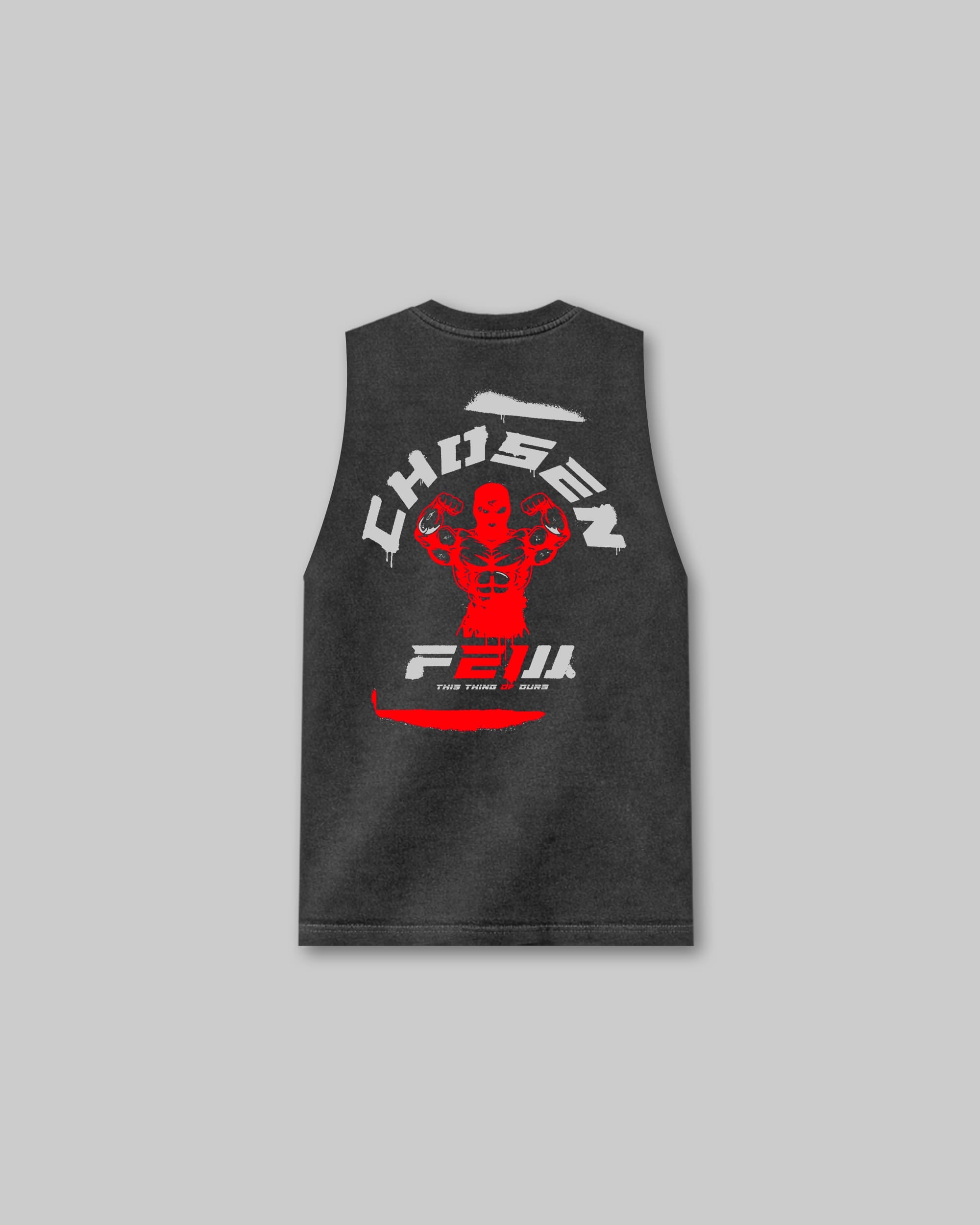 G Gym Stencil Edition - Vintage Sleeveless Tee - Black & Crimson Red-thumbmail-1