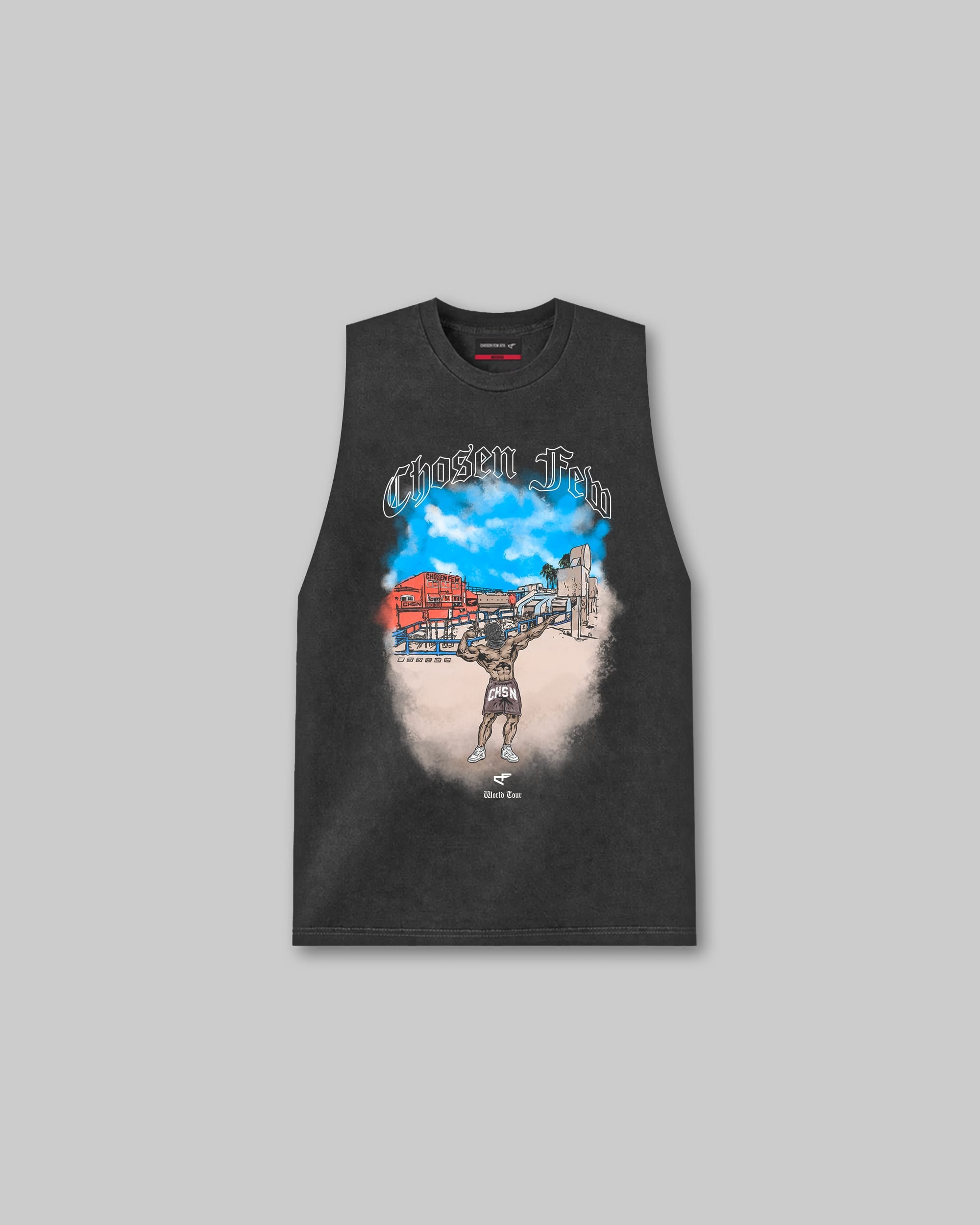 World Tour Muscle Beach Edition - Vintage Sleeveless Tee - Black-thumbmail-1