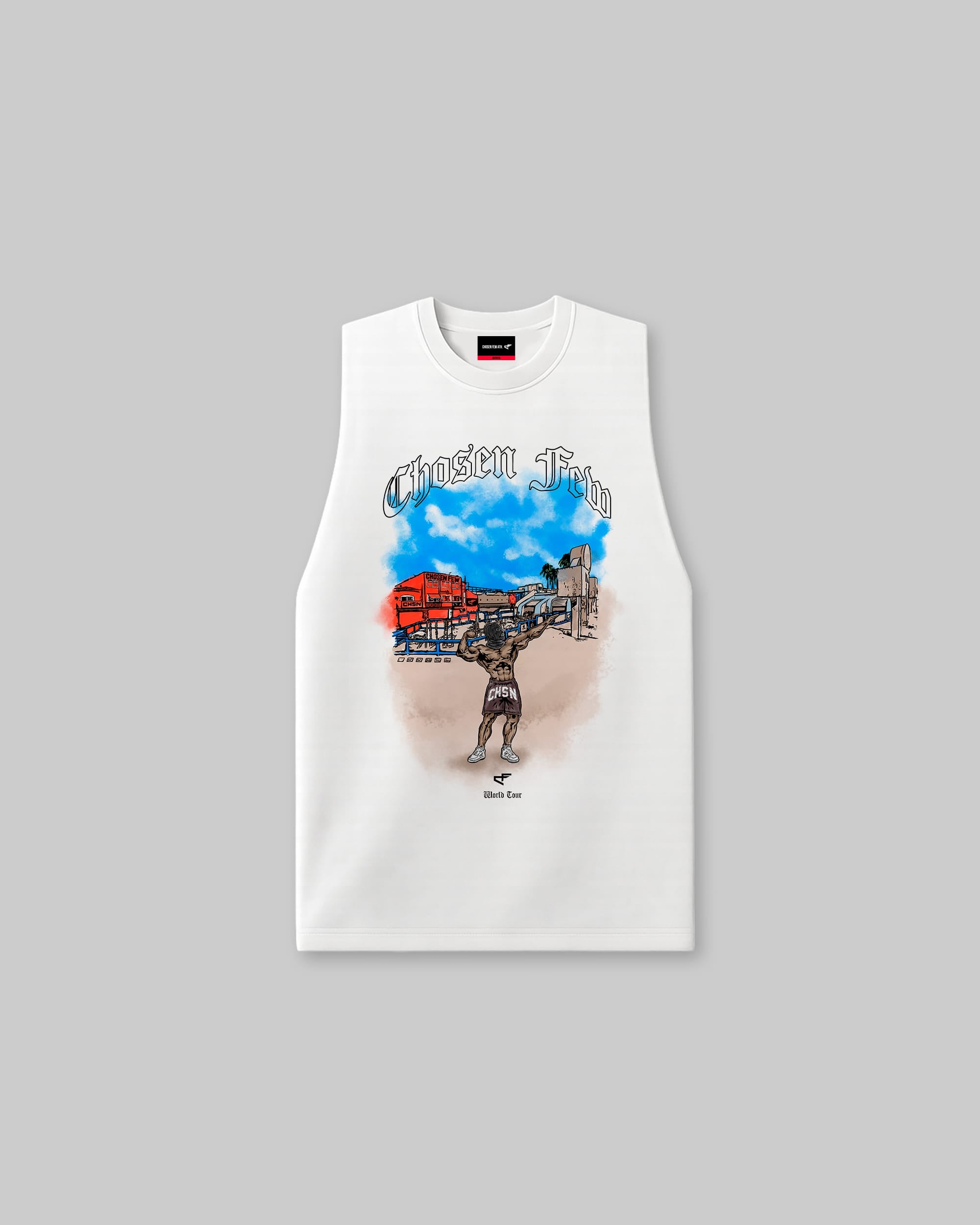 World Tour Muscle Beach Edition - Vintage Sleeveless Tee - White-thumbmail-1
