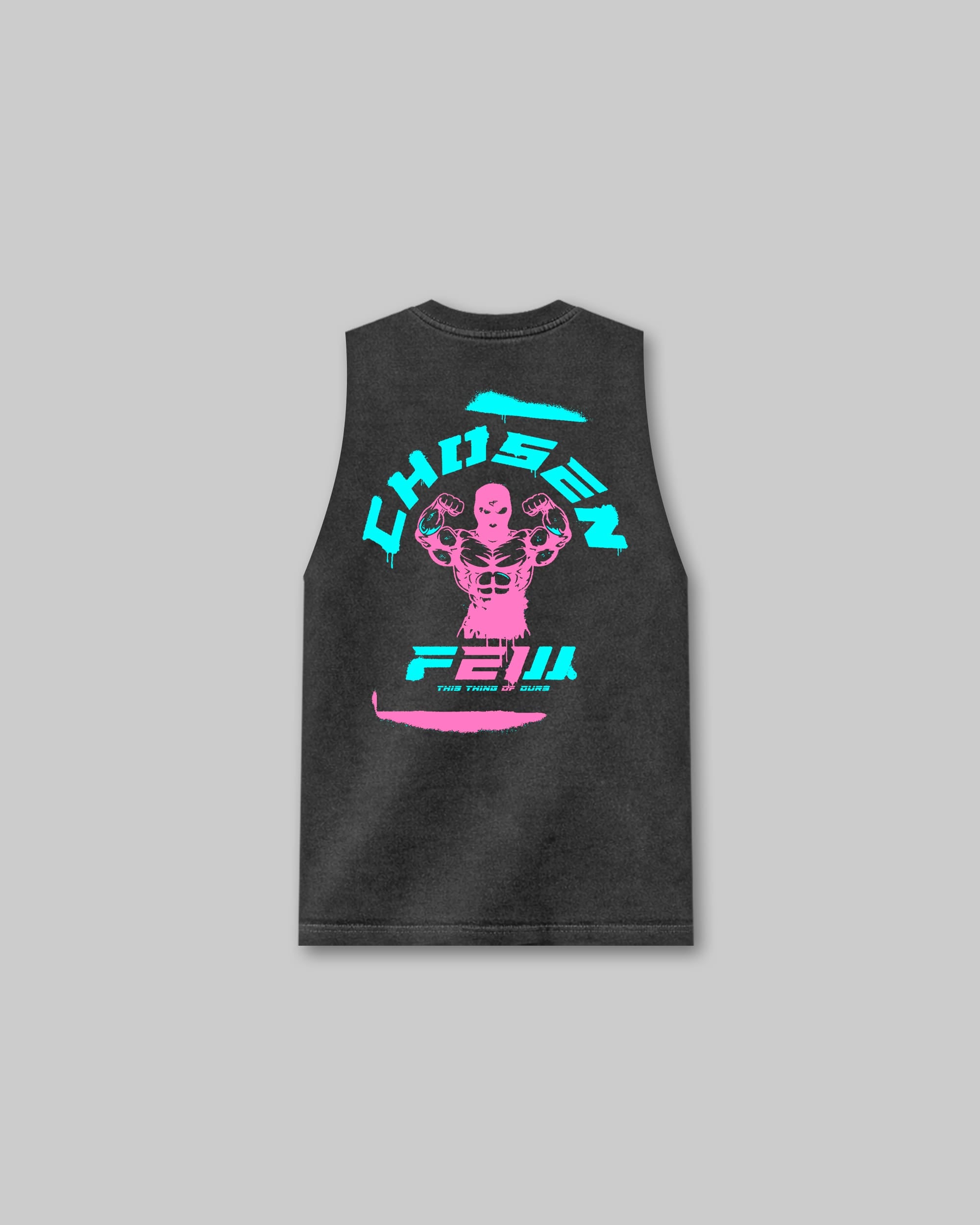 G Gym Stencil Edition - Vintage Sleeveless Tee - Black & Bubblegum-thumbmail-1