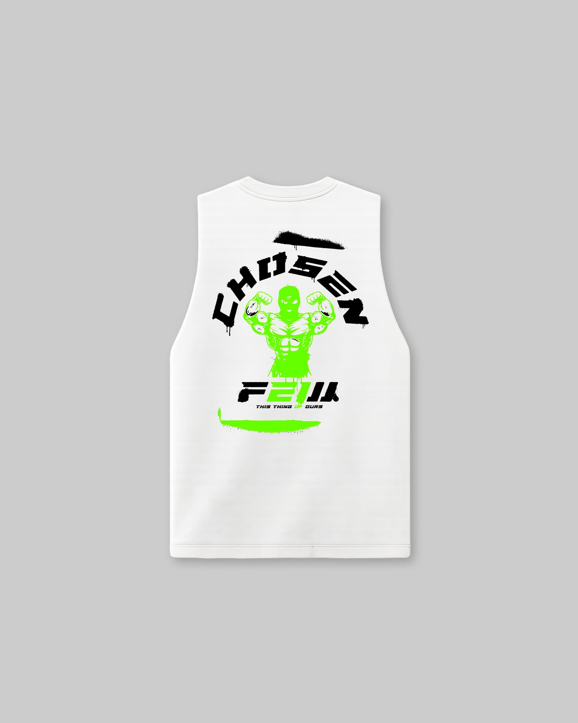 G Gym Stencil Edition - Vintage Sleeveless Tee - White & Toxic Green-thumbmail-1
