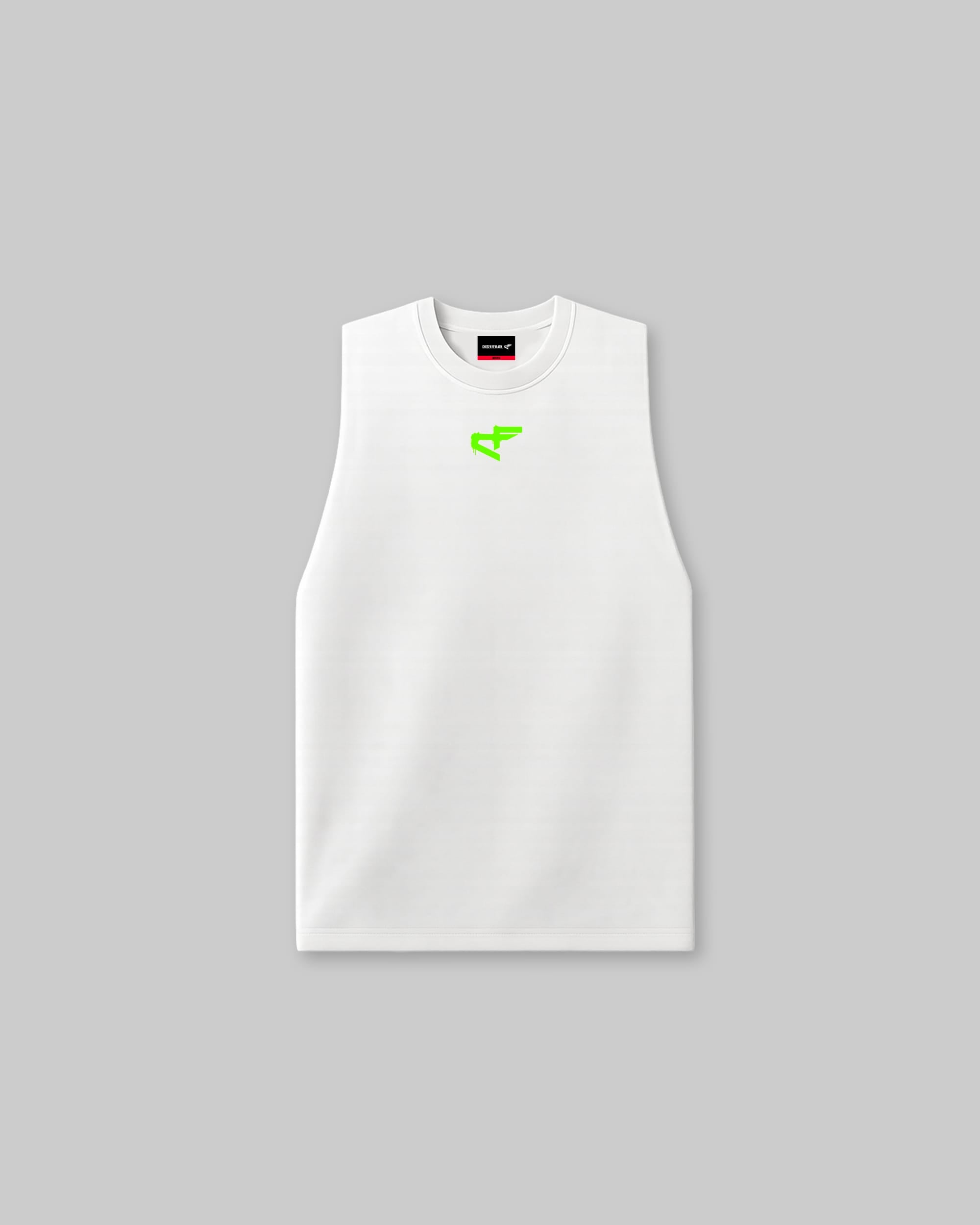 G Gym Stencil Edition - Vintage Sleeveless Tee - White & Toxic Green-thumbmail-2