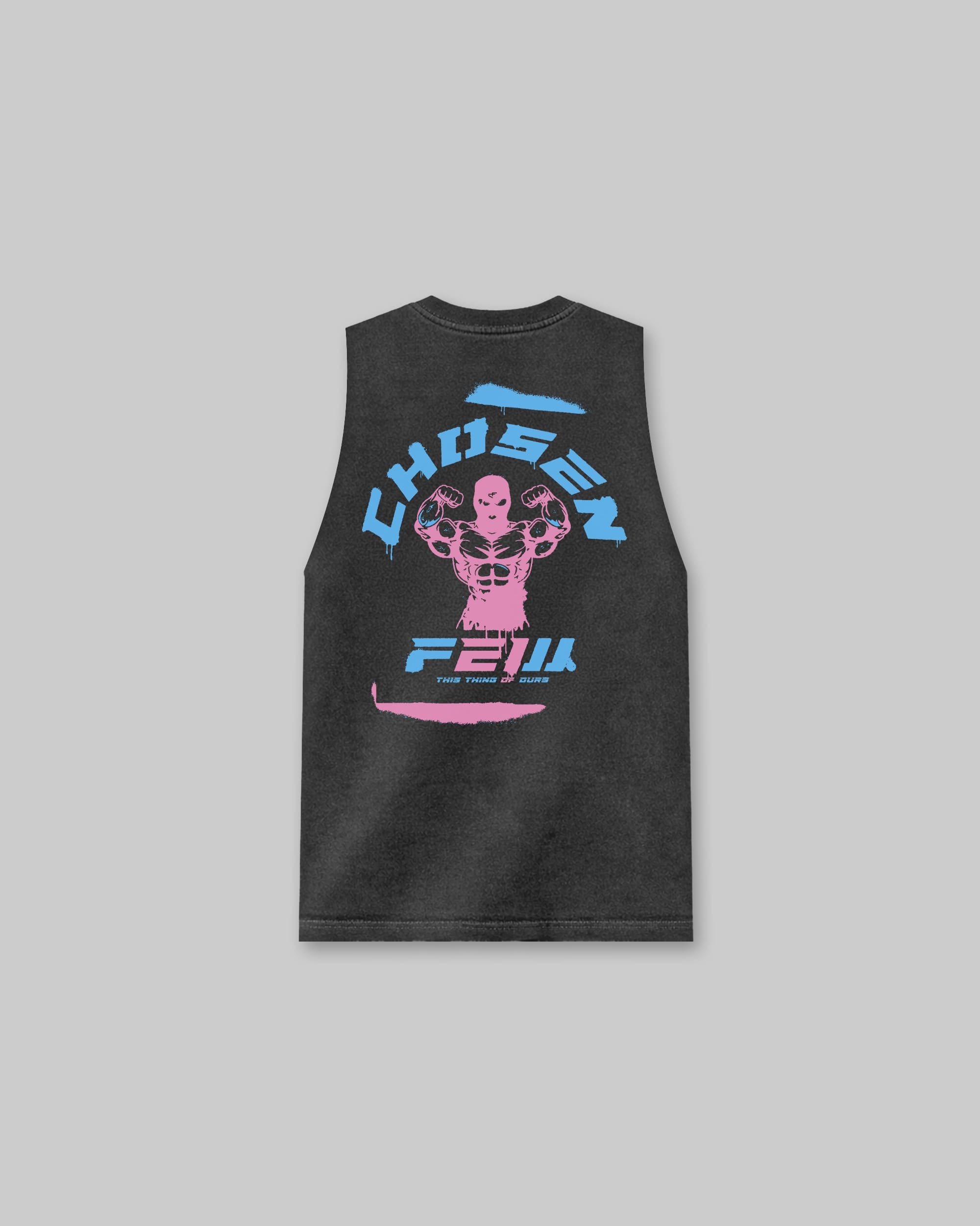 G Gym Stencil Edition - Vintage Sleeveless Tee - Black & Bubblegum