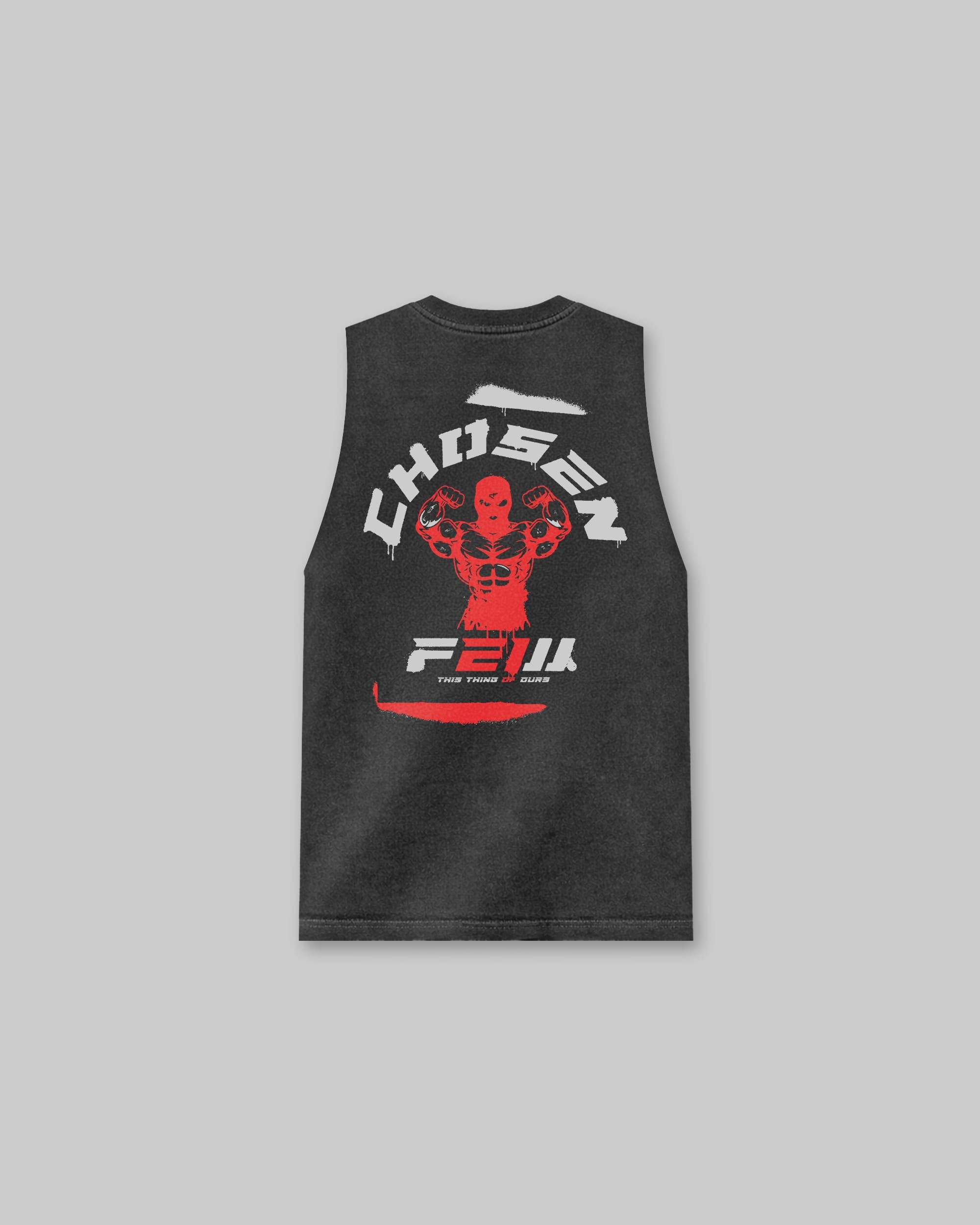 G Gym Stencil Edition - Vintage Sleeveless Tee - Black & Crimson Red