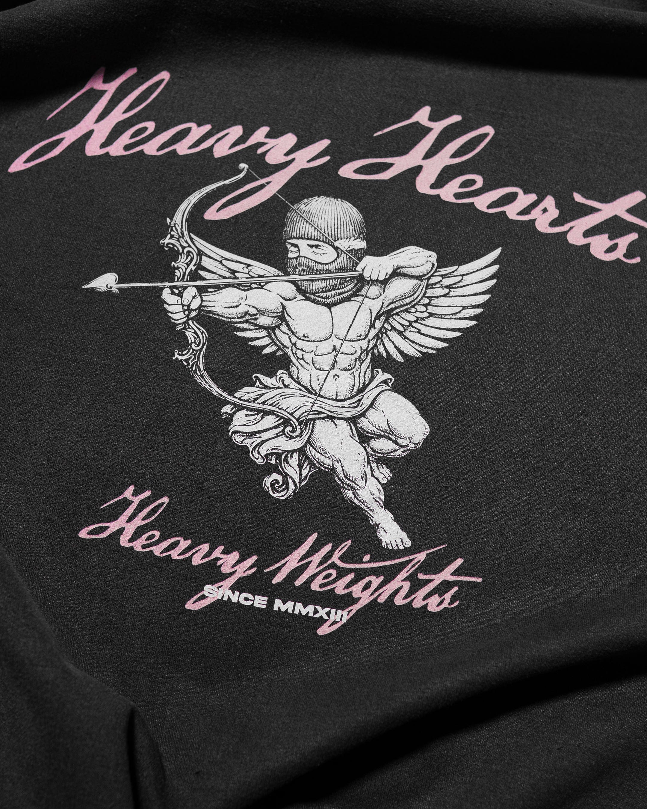 Heavy Hearts & Heavy Weights - Vintage Hoodie - Black-thumbmail-3