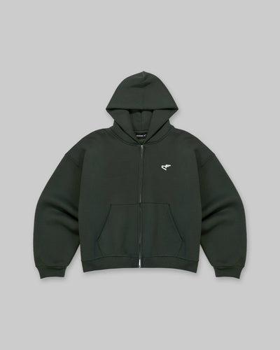Daily Logo Zip Hoodie - Verde