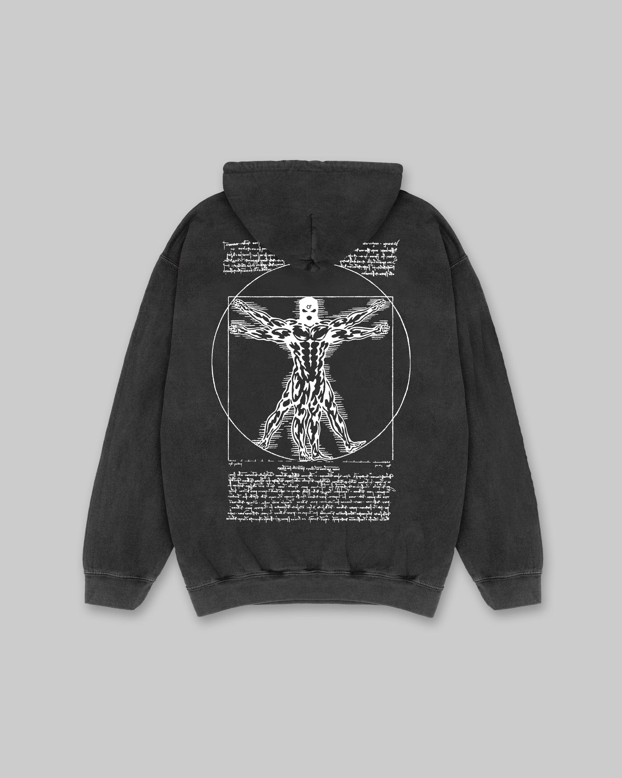 Vitruvian Mass - Vintage Hoodie - Black & White
