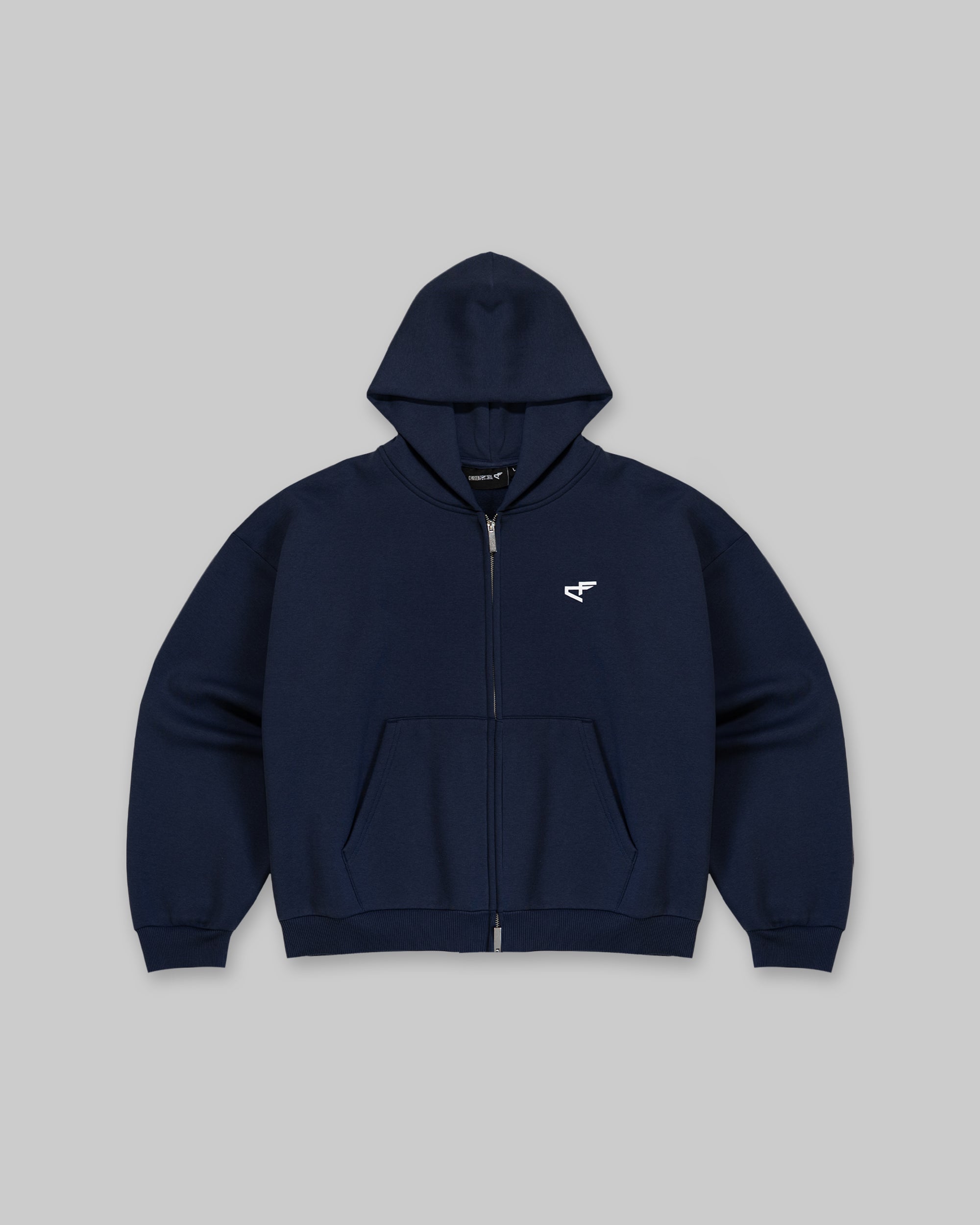 Daily Logo Zip Hoodie - Navy Blue