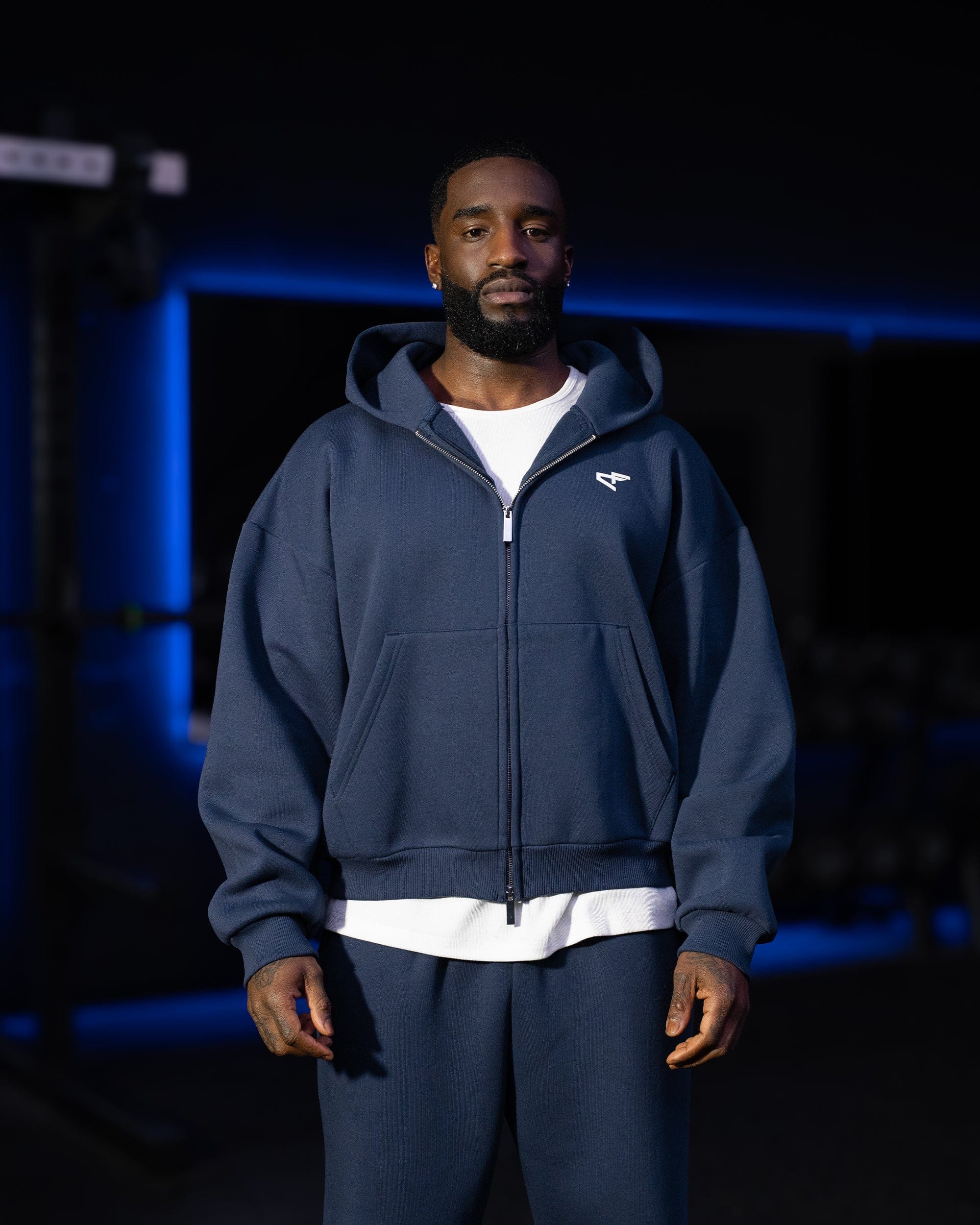 Daily Logo Zip Hoodie - Navy Blue-thumbmail-4