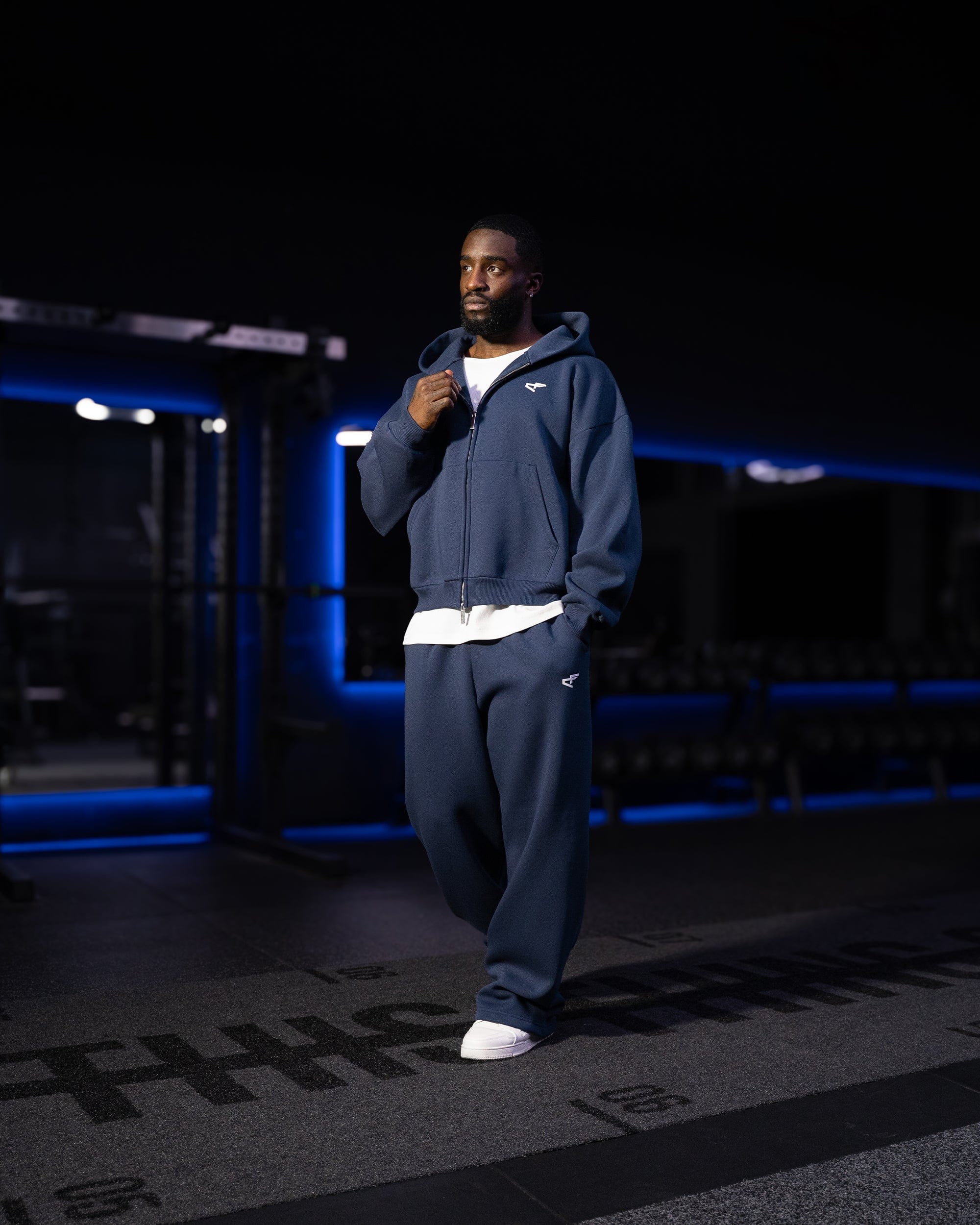 Daily Logo Zip Hoodie - Navy Blue