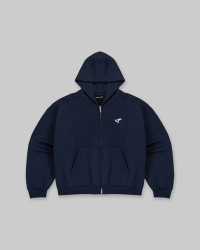 Daily Logo Zip Hoodie - Navy Blue