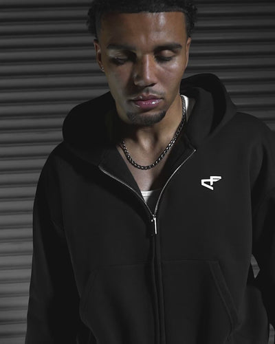 Daily Logo Zip Hoodie - Obsidian Black